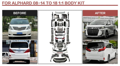 Alphard 2008-2014 Car Body Kits 2018 Upgrade 1:1 Front Rear Lip Tail Head Lights New Bumper for Series 35 Alphard 20 Series