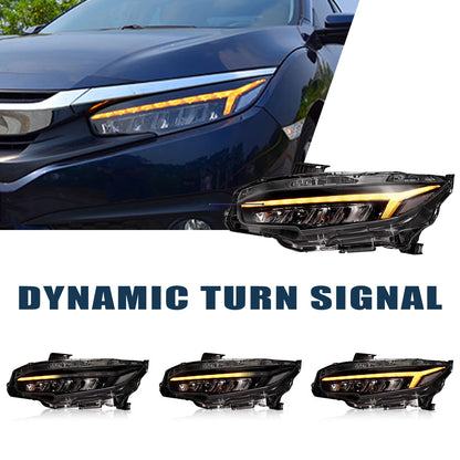 Phare Feu avant for Honda for Civic 2016-2021 Car Headlights Assembly 10th Gen LED Front Lamps DRL Start Animation 6000k Color Tempera