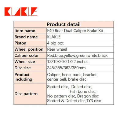 KLAKLE Racing Car F40 Electronic Handbrake Brake Calipers Brake Disc 345MM for Mini Cooper S R53 Accessories