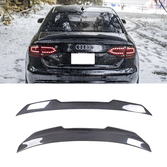 DGRCCS AUDI A4 B8 Sedan PSM Style Honeycomb Carbon Fiber Polished Finish UV Clear Paint Rear Spoiler Rear Bumper 2007-2011 NOT