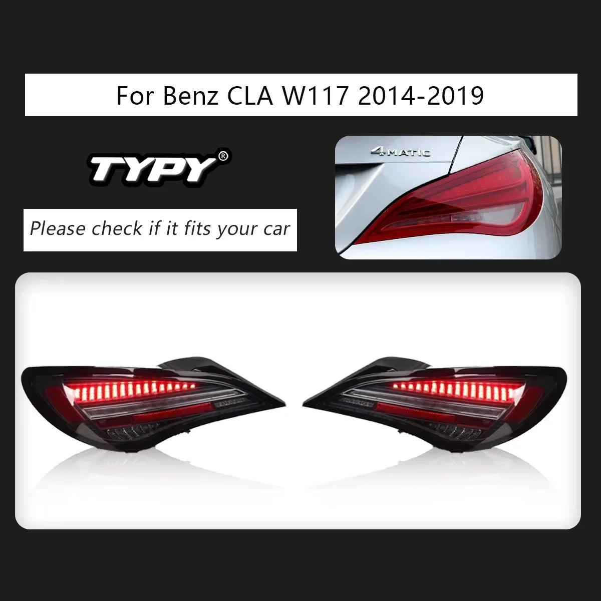 Feux arrières TYPY Car Light for Benz CLA W117 2014-2019 Taillight LED Projetor Tail Lamp Daytime Running Light Automotive Accessories