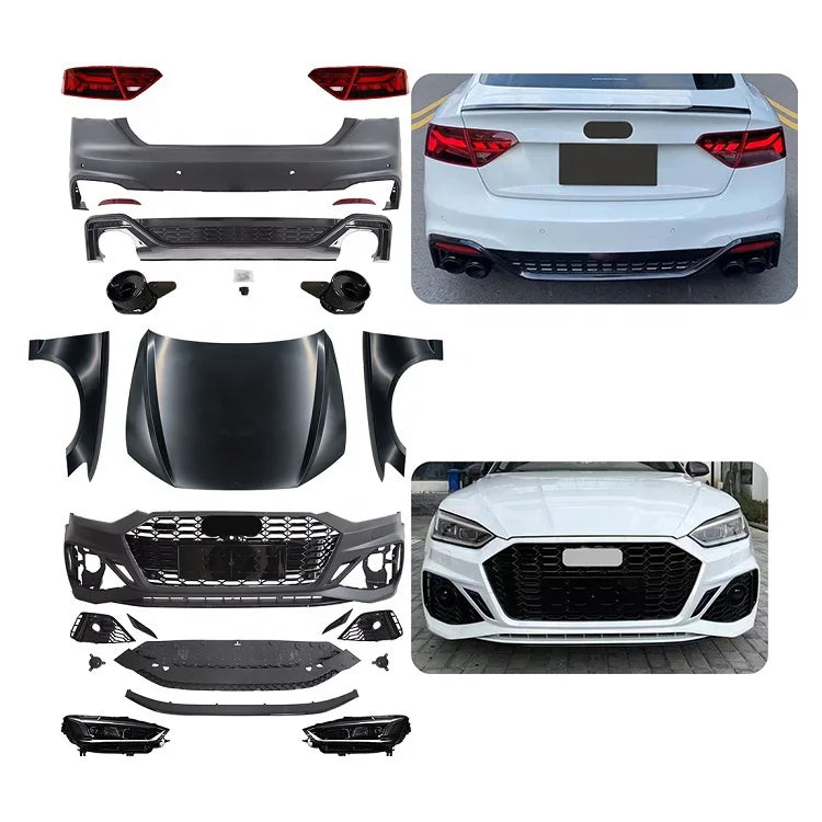 2021 RS5 Style Bodykit for A5 Sportback Coupe Modification 2017 2018 2019 PP Material B9 A5 Old to New Taillamp RS5 Front Bumper