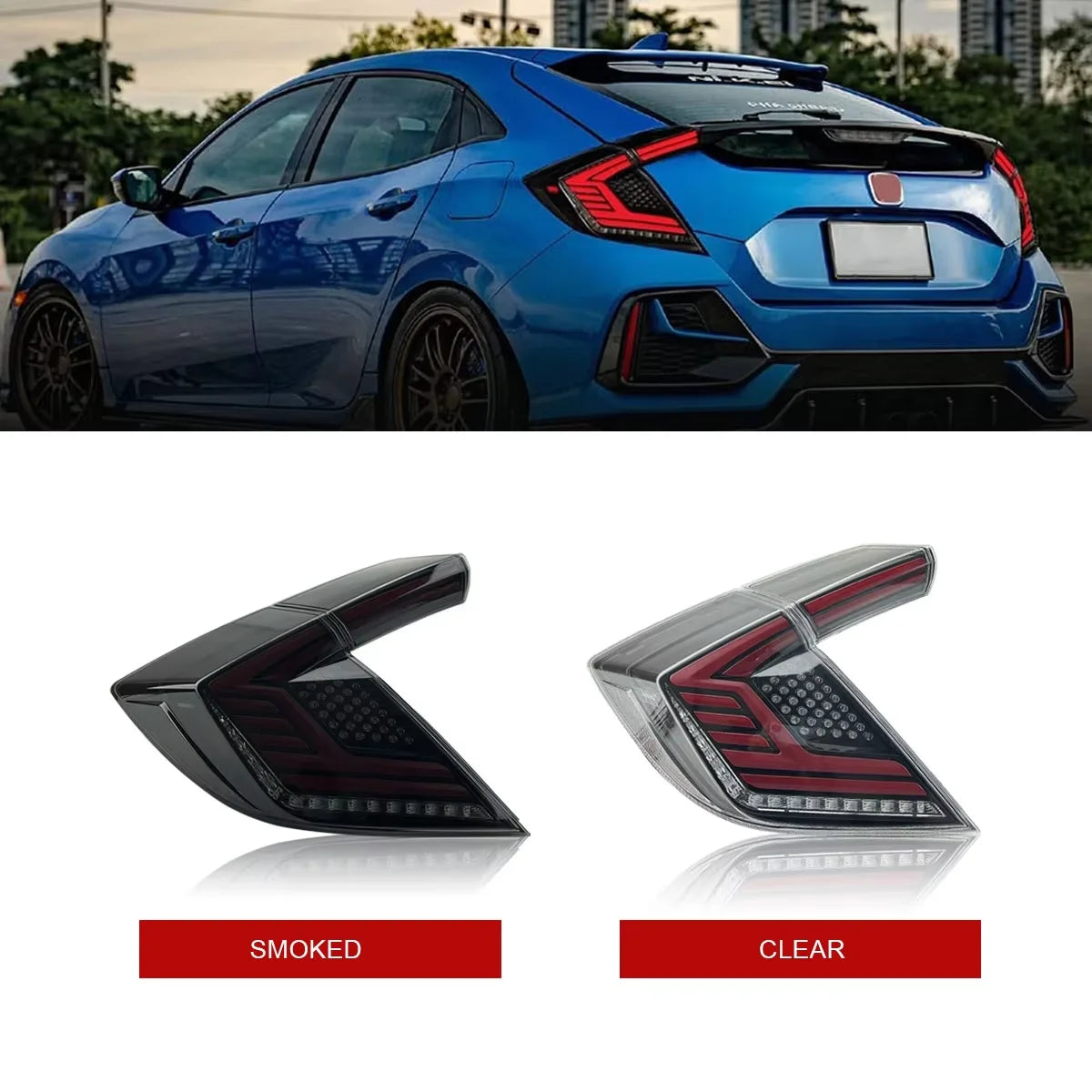 Feu arrière Auto Accessories LED Lights Rear Tail Lamps for Honda Civic Hatchback 10th Gen 2020 2021 Tail Light Assembly Dynamic Turn Signal