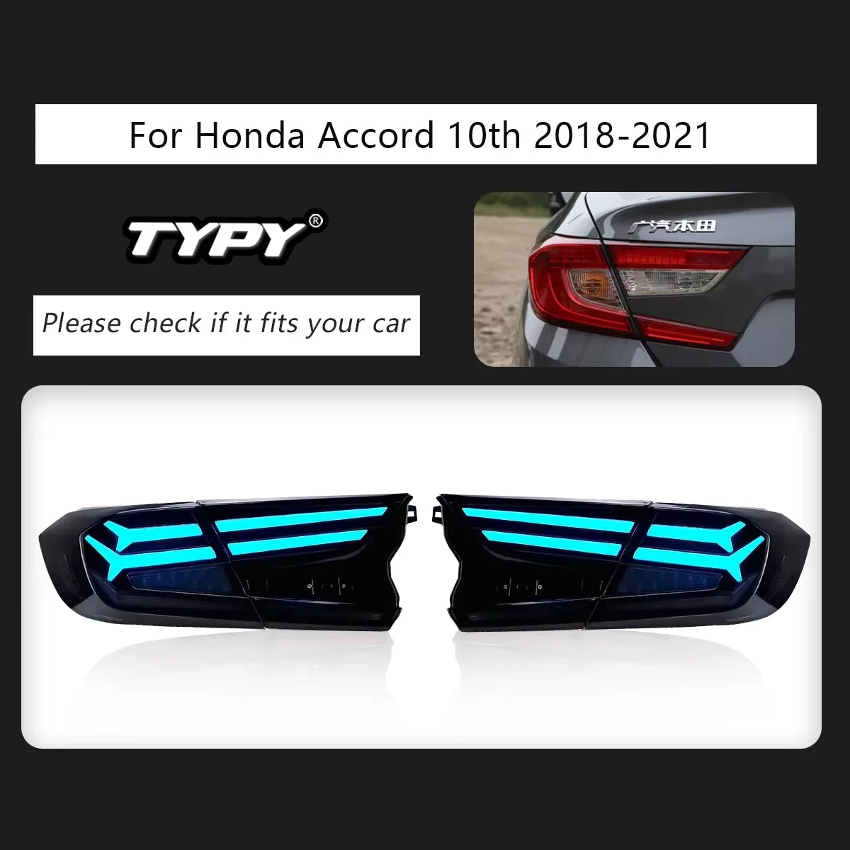 Feux arrières TYPY Car Light for Honda Accord 10th RGB 2018-2021 Taillight LED Projetor Tail Lamp Daytime Running Light Automotive Accessories