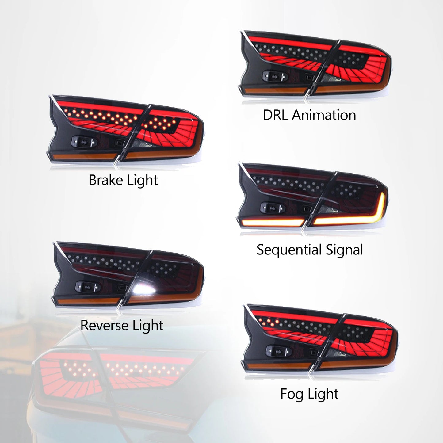 Feux arrières HCMOTIONZ LED Taillights Assembly 2018-2022 for Honda Accord DRL Start up Animation Lighting System New Condition Car Rear Lamps