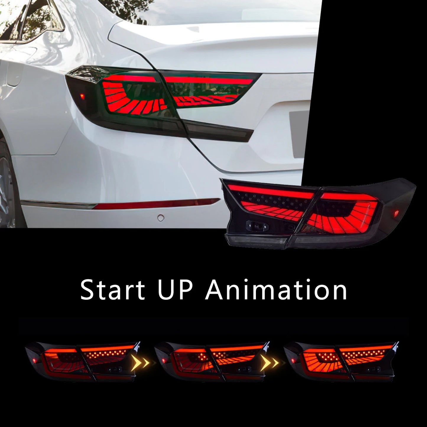Feux arrières HCMOTIONZ LED Taillights Assembly 2018-2022 for Honda Accord DRL Start up Animation Lighting System New Condition Car Rear Lamps