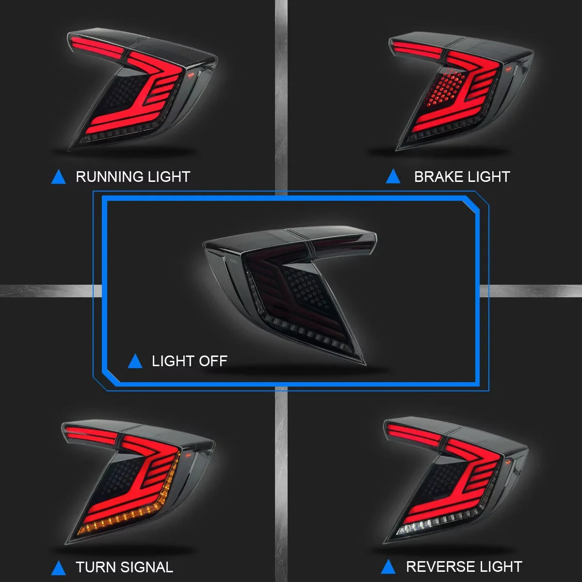 Feu arrière Auto Accessories LED Lights Rear Tail Lamps for Honda Civic Hatchback 10th Gen 2020 2021 Tail Light Assembly Dynamic Turn Signal