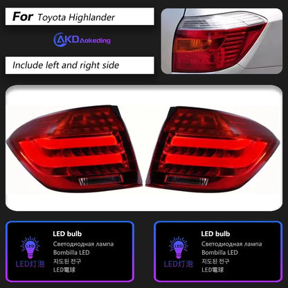 Car Lights for Toyoyta Highlander LED Tail Light 2007-2011 Highlander Rear Fog Brake Turn Signal Brake Reverse Accessories