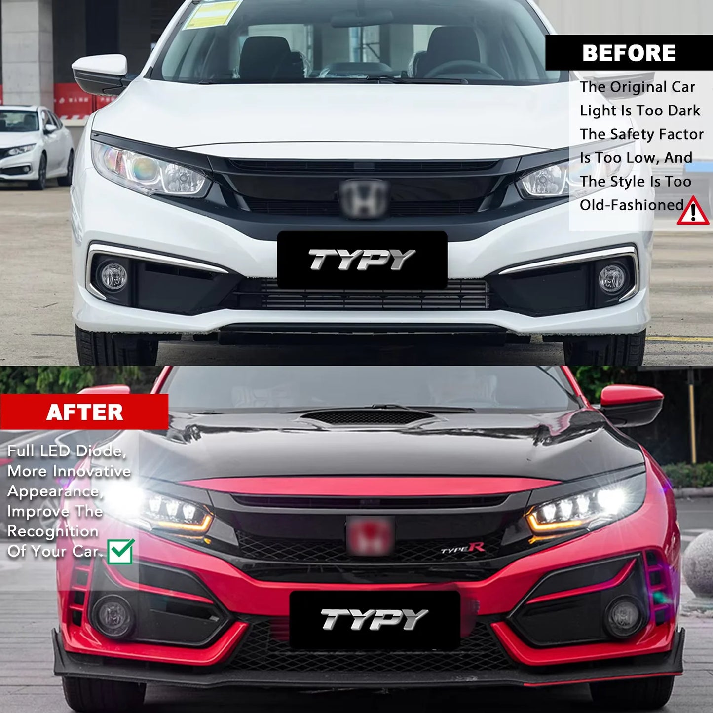 Phare avant  Car LED Light Headlight Assembly for Honda Civic 10th Gen Hatchback DRL Dynamic Rotation Sequential Turn Signal 2016-2021
