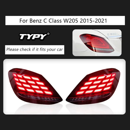 Feux arrières TYPY New LED Taillight Upgrade Modified Full Tail Lamp Car Accessories for Benz C Class W205 2015-2021 Dynamic Turn Signals
