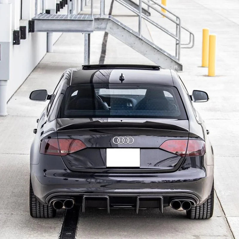 DGRCCS AUDI A4 B8 Sedan PSM Style Honeycomb Carbon Fiber Polished Finish UV Clear Paint Rear Spoiler Rear Bumper 2007-2011 NOT