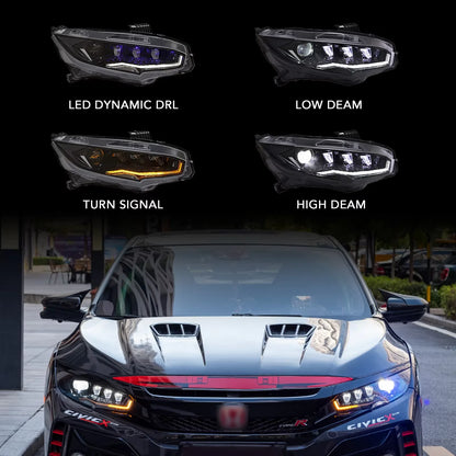 Phare avant  Car LED Light Headlight Assembly for Honda Civic 10th Gen Hatchback DRL Dynamic Rotation Sequential Turn Signal 2016-2021