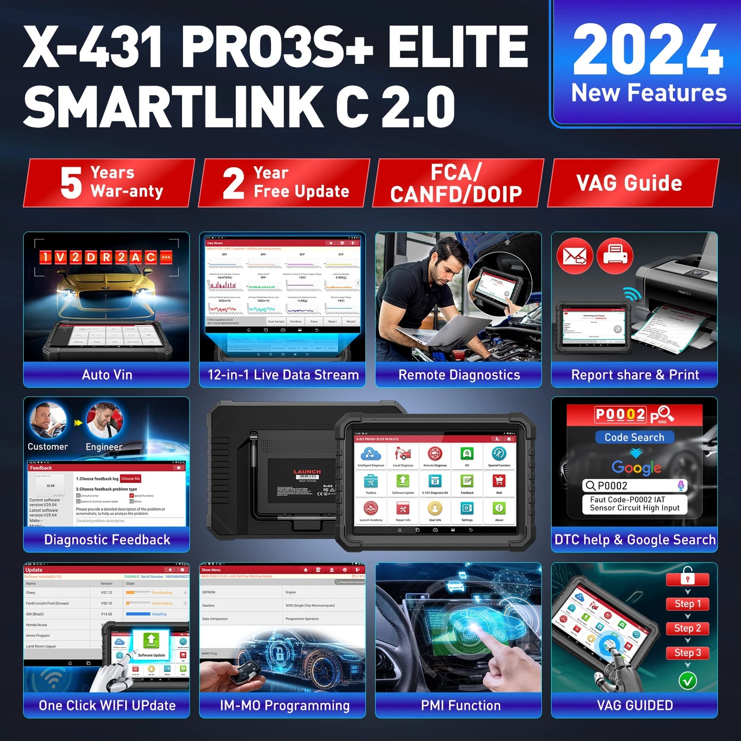 LAUNCH X431 PRO3S+ Elite 2026 All-in-One Bidirectional Scan Tool With J2534 Programming Auto Diagnostic Machine 2 Years Free