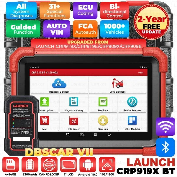 2024 LAUNCH X431 CRP919X BT OBD2 Automotive Diagnostic Tools CANFD/DOIP OE-Level Full System Crp919xbt Diagnosis Car Scanner