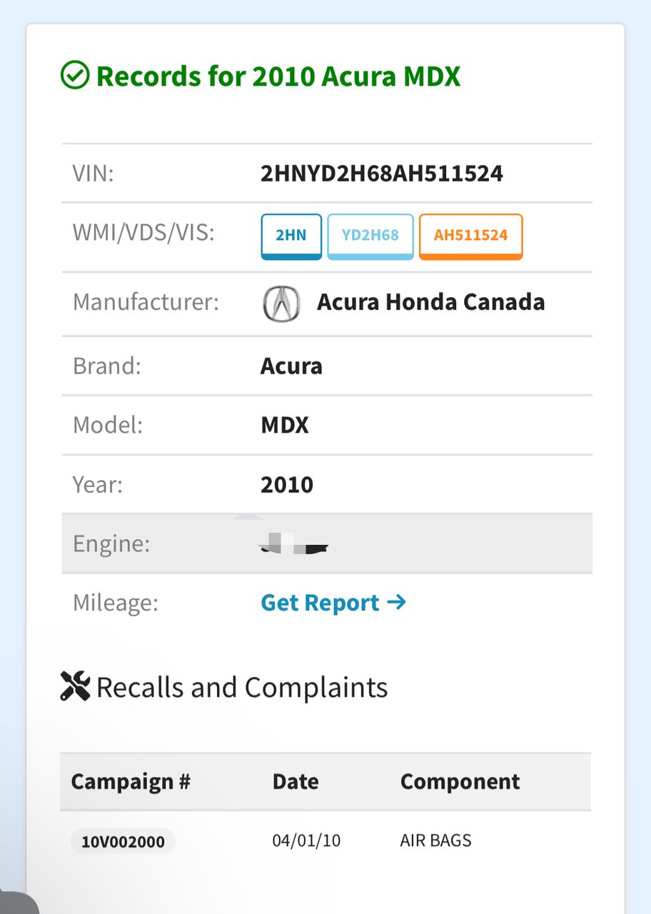 Engine moteur V6 Acura Honda Mdx j37Aa1